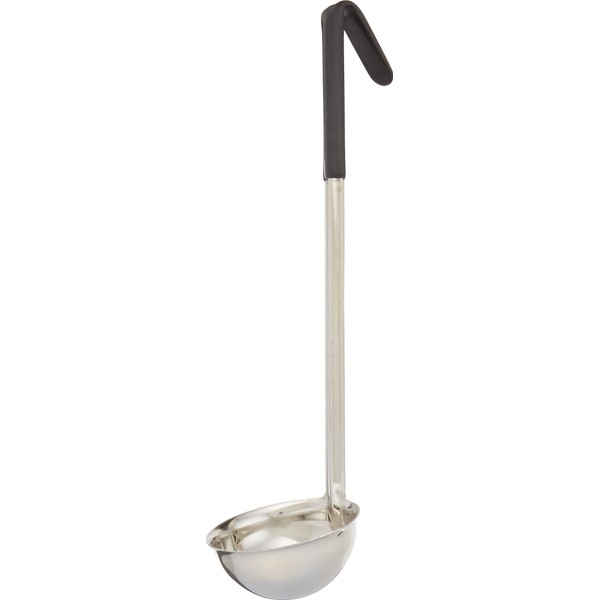 Winco Stainless Steel Ladle with Black Handle, 6-Ounce, Medium