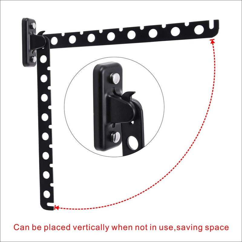 Alighting Laundry Hanger Dryer Rack Folding Wall Mount Clothes Black