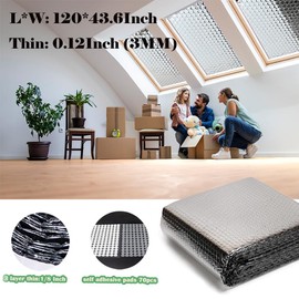 MRPAPA Double-Sided Radiant Barrier Insulation Roll (43.6" x10Ft) - 95% Reflective Aluminum Foil Bubble Wrap, B2 Fireproof Window Insulation for Attic/Garage/RV, Thermal Shield to Block Heat & Cold