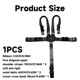 High Chair Safety Belts, 5-Point Safety Belt, Replacement Seat Belts, Adjustable Convertible, Universal Child Safety Belt, Black Straps for High Chair, Pushchair, Pushchair
