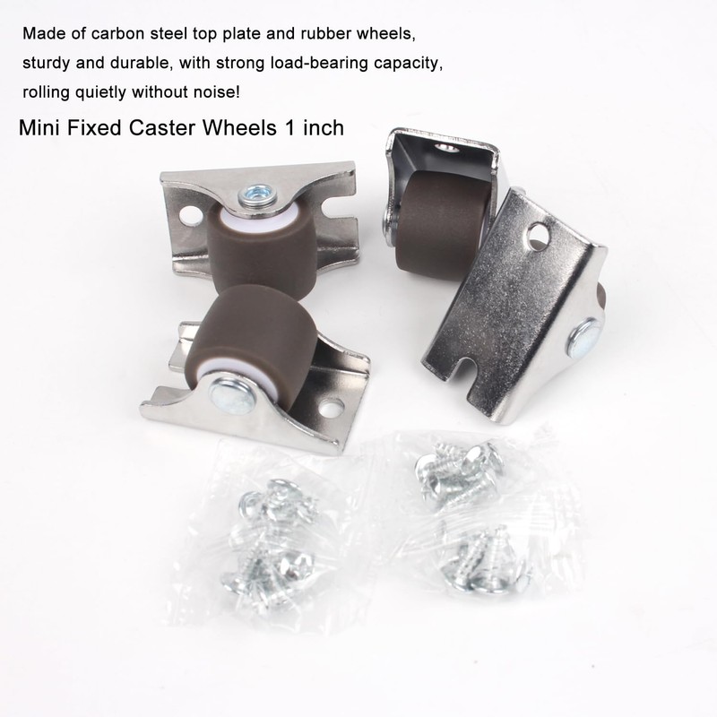 Luxinika Mini Fixed Caster Wheels 1 Inch Low Profile Small