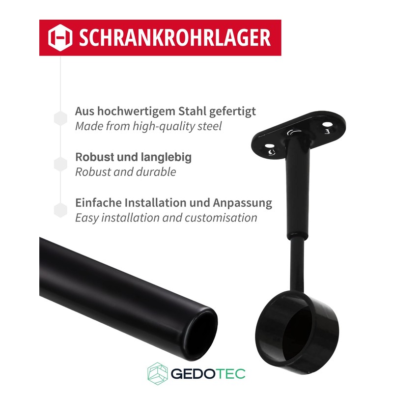 Gedotec Tubi Wardrobe Rail Bearing for Ceiling Mounting | 1