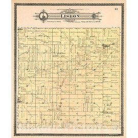 Historic 1903 Wall Map - Standard Atlas of Kendall County, Illinois : Including a plat Book of The Villages, Cities and townships of The County, map of The State - Lisbon Township 20in x 24in
