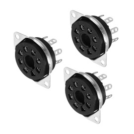 sourcing map 8 pins PCB Tube Socket Ceramics, Vacuum Tube Protect Tube Pin Socket, Black Plated Suitable for 12AX7, 12AU7 Tube Pack of 3，GZS8-B1