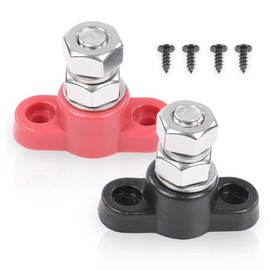 CHEDA Red & Black Terminal Block Compatible with Junction Block Power Post Set Insulated Terminal Stud 3/8" Stainless Power Distribution Block/ 48v Trucks, RVs, Coaches, Boats