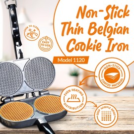 C Palmer Medium Belgian Cookie Iron, Model 1120, Made in the USA