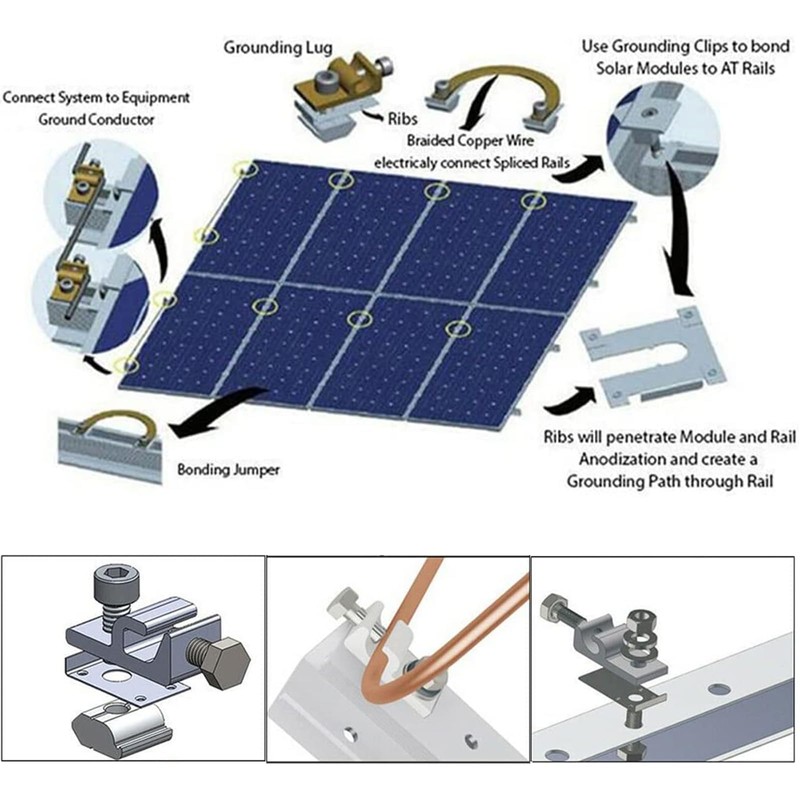 Pack of 20 Solar Panel Grounding Clamp, Mounting Solar Module