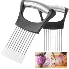 Ergonomic Onion Holder for Slicing Onion Slicer Holder Large Onions Cutter Vegetable Chopper Kitchen Neat Slicing for Avocado Egg Meat Tenderizer Sharp Prong Tomato Slicer Lemon Holder Food Slicers