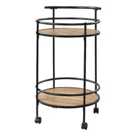 Convenience Concepts Designs2Go Charlie Serving Bar Cart in Beige Wood with Black Metal Frame