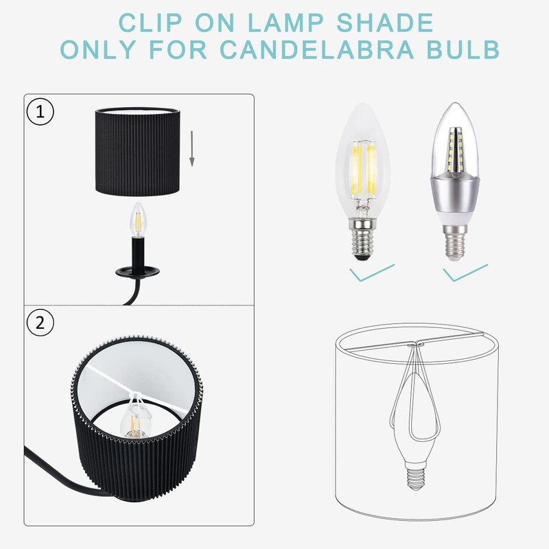 LAMPWELL KETTE Clip-on Chandelier Fabric Lamp Shades,Set of 6,Small Drum,5.4"×5.4"×H5.2",TC