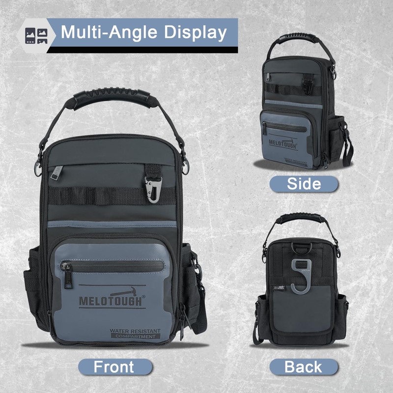 MELOTOUGH Small Tool Backpack for Men 30 Multi-Storage Pockets Heavy