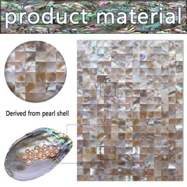 BKshells Peel and Stick Backsplash Shell Tiles Mother of Pearl Tile Shell Mosaic Tiles for Self-Adhesive Kitchen Backsplashes, Bathroom Walls, Fireplace,Home Decor (1Pcs, Pearl)