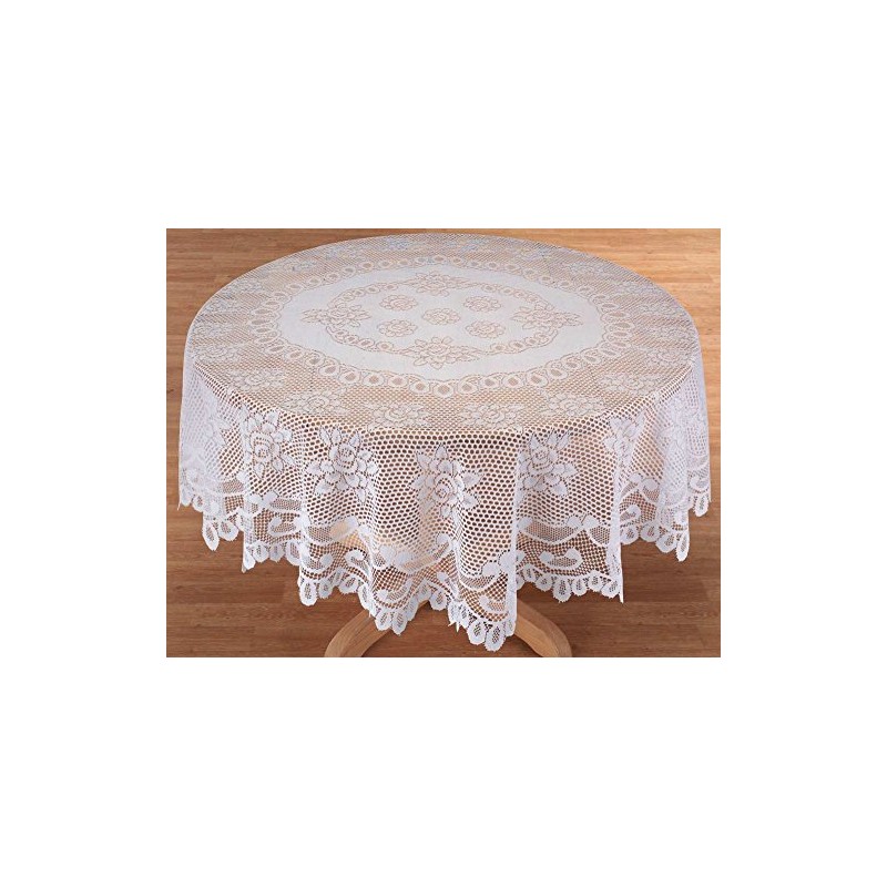 White Rose Lace Tablecloth - 72" Round