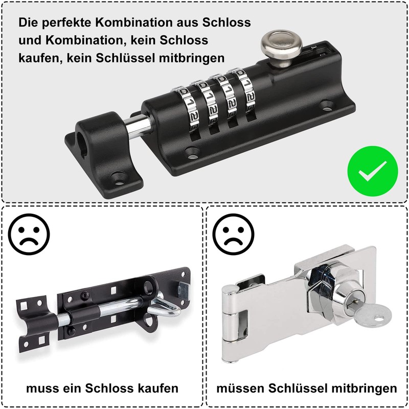 Gate Latch with Combination Lock, [2 Pieces] [Weatherproof] Spopal 120