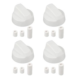 FortuneGlobe Universal Control Knobs with 12 Adapters Black for 6cm All Brands of Stoves (White)