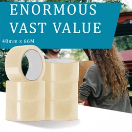 48mm x 66m Clear Packaging Tape for Packing Parcels Cardboard Boxes and Cartons Clear Parcel Tape General Purpose Packaging Tape Heavy Duty Tape Packing Tape for Moving House Shipping Tape (72)