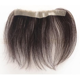Hombres Frente Hairline Toupee, 100 Piel Cabello Humano PU Natural Frontal Hair Topper Hairline Replacement Systems for Receding,Black,2.5x16cm