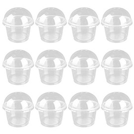 PRETYZOOM 50pcs 250ml Fruit Cups with lid Small lids Dome ice Cream Yogurt containers Baking Supplies for Kids Parfait- Disposable Dessert Cups Clear Salad Cups- Dessert Cups with Cover