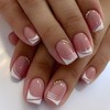 24Pcs, French False Nails Short，Classic French Fake Nails, White Tip