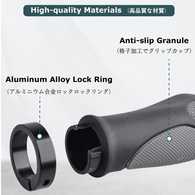 YAPJEB Bicycle Grip, Long Handle Grip, Anti-Slip, Shock Absorption, Fatigue