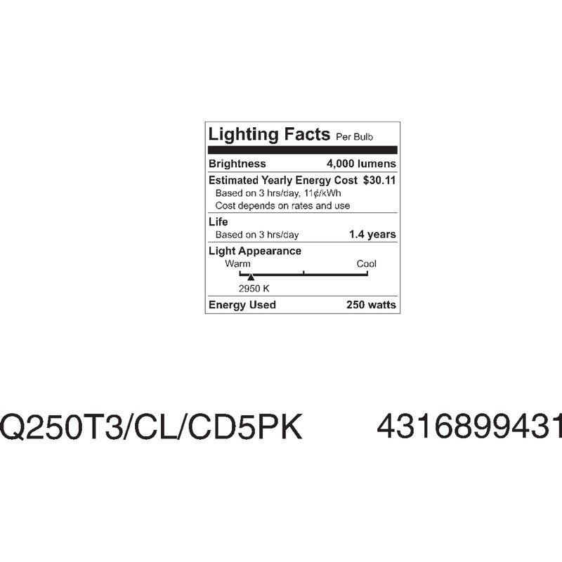 GE 97673 300-Watt 5950-Lumen Specialty T2.5 Halogen Light Bulb, Clear,
