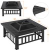Yaheetech Multifunctional Fire Pit Table 32in Square Metal Firepit Stove