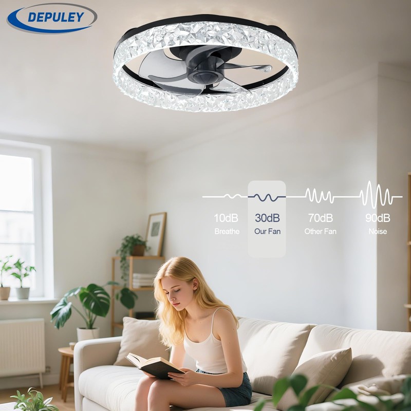 Depuley Ceiling Fans with Lights and Remote: 16" Modern Low