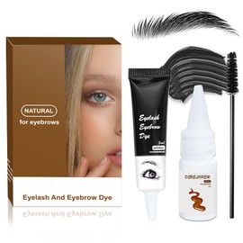 Black Eyebrow Tint - 2-in-1 Eyelash Tint & Eyebrow Dye Kit - Waterproof Eye Brow and Lash Tint Kit Long Lasting - Natural Black Eyelash Dye 10min Fast & Easy for Starters Home Use