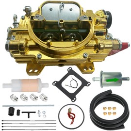 Trucktok 1409 4 Barrel Marine Carburetor Performer Replacement for 600 CFM Square Bore Air Valve Electric Choke Marine Engine Carburetor (Golden)