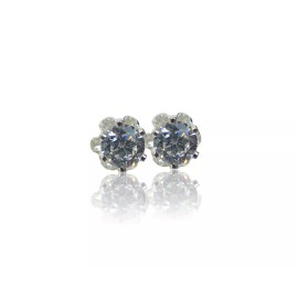 Thompson Jewelry Company Round Cubic Zirconia Set in Sterling Silver 6 Prong Stud Earrings