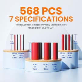 TKDMR 568 Pcs Heat Shrink Tubing Kit - 4:1 Ratio Adhesive Lined, Marine Grade Shrink Wrap - Industrial Heat Shrink Tubing,Red Black