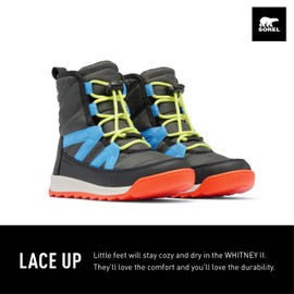 SOREL Children's Whitney ll Plus Lace Waterproof Boot - Jet, Black - 5