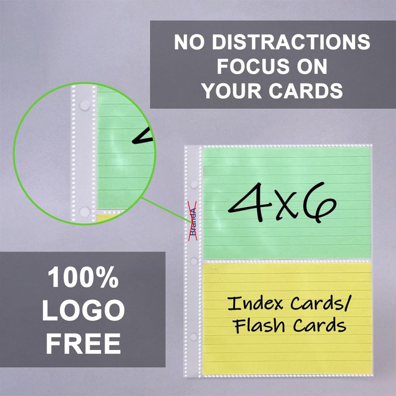 4 x 6 Index Card Sleeves, Flash Cards, for Mini