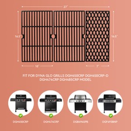 DGH450CRP Cooking Grates for Dyna-Glo Gril, Fits DGH450CRP-D DGH474CRP DGH485CRP DGF493BNP DGB495SDP-D DGB494SPB DGB463CNP DGH451CRP DGH483CRP 4 Burner Gas Grills, Cast Iron Replacement Grill Grates