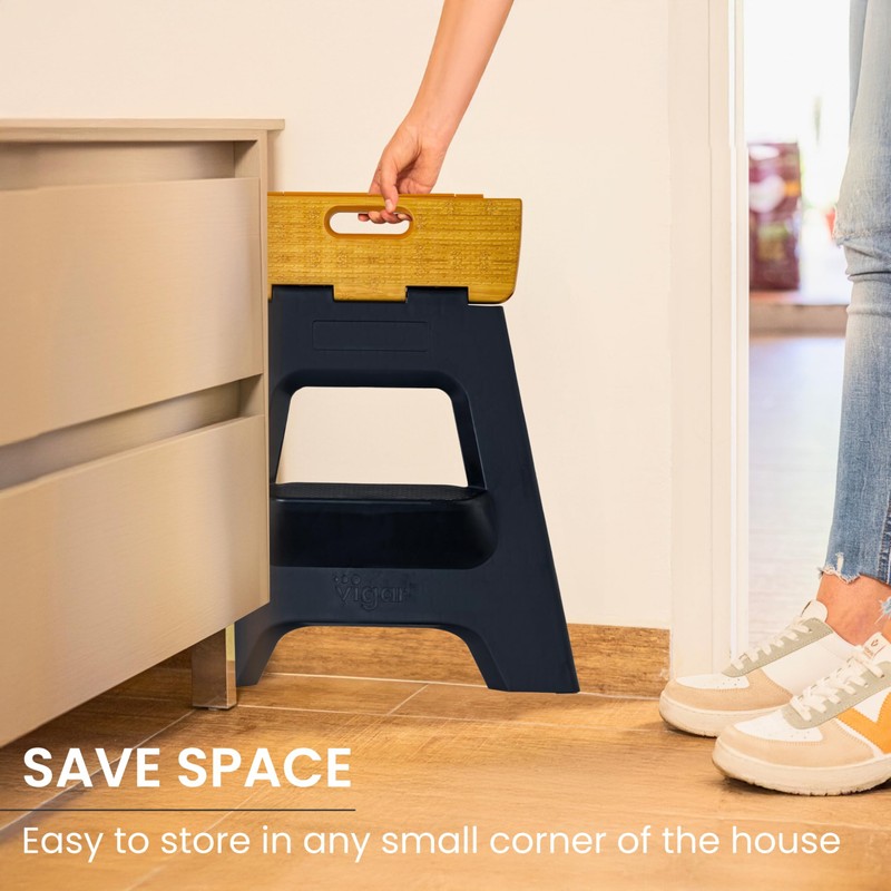 Vigar Compact Step Stool Foldable, 16-inch Two-Step Stools for Adults