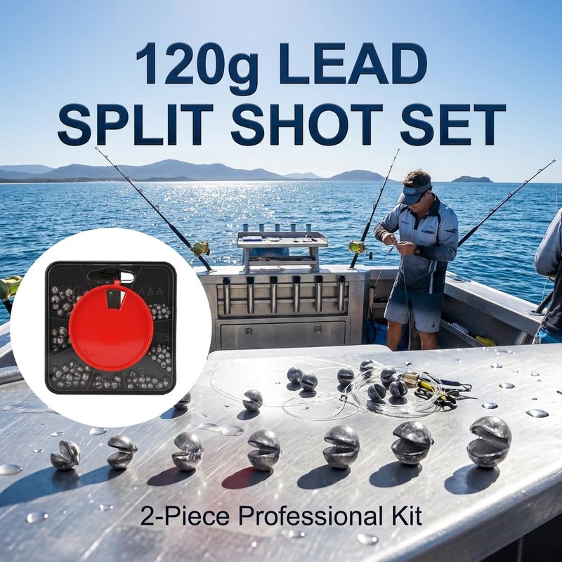 120g Split Shot Fishing Weights, 7 Way Dispenser Floats Sinkers