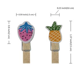 SaktopDeco 60 Counts Mini Wooden Clothespins Small Decorative Wood Peg Pin Craft Clip Pattern of Fruits Ice Cream Musical Instruments