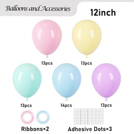 Voircoloria Pastel Balloons, 66pack 12inch Macaron Latex Party Balloons for Graduation, Easter, Wedding, Birthday, Bridal Shower, Rainbow Party, Baby Shower, Anniversary Party Decorations