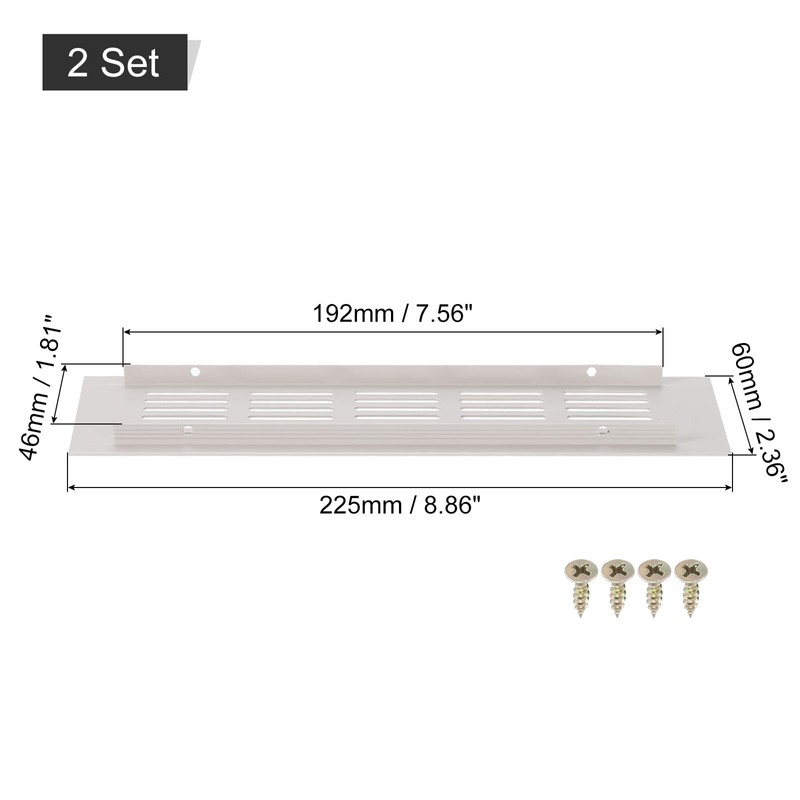 sourcing map 2Pcs Rectangle Ventilation Grille Aluminum Alloy Mesh Air