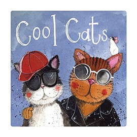 ALEX CLARK Cool Cats Fridge Magnet - Funny Felines - Original Artwork - Fridge Magnet for Animal Lovers - Magnetic Art Tile - Gift Ideas - Designed in The UK...
