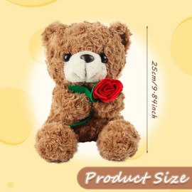 TIVUNORON Teddy Bear Plush Toy Cuddly Toy, 25 cm Teddy Bear Soft Fur Plush Toy, Rose Bear Plush Toy, Cuddly Toy Bear Roses Teddy Bear Cuddly Toy Stuffed Toy Gift (B)