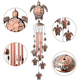 Turtle Wind Chimes for Outside,39 inch Length Memorial Sea Turtle Wind Chime with 4 Large Aluminum Tubes & S Hook,Indoor Outdoor Decor Hanging Wind Catcher Bell for Home,Garden,Patio,Backyard,Porch