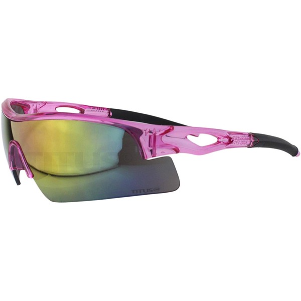 Titus All-Sports Frame Safety Glasses (Without Pouch, Pink Frame - Mirrored Lens)