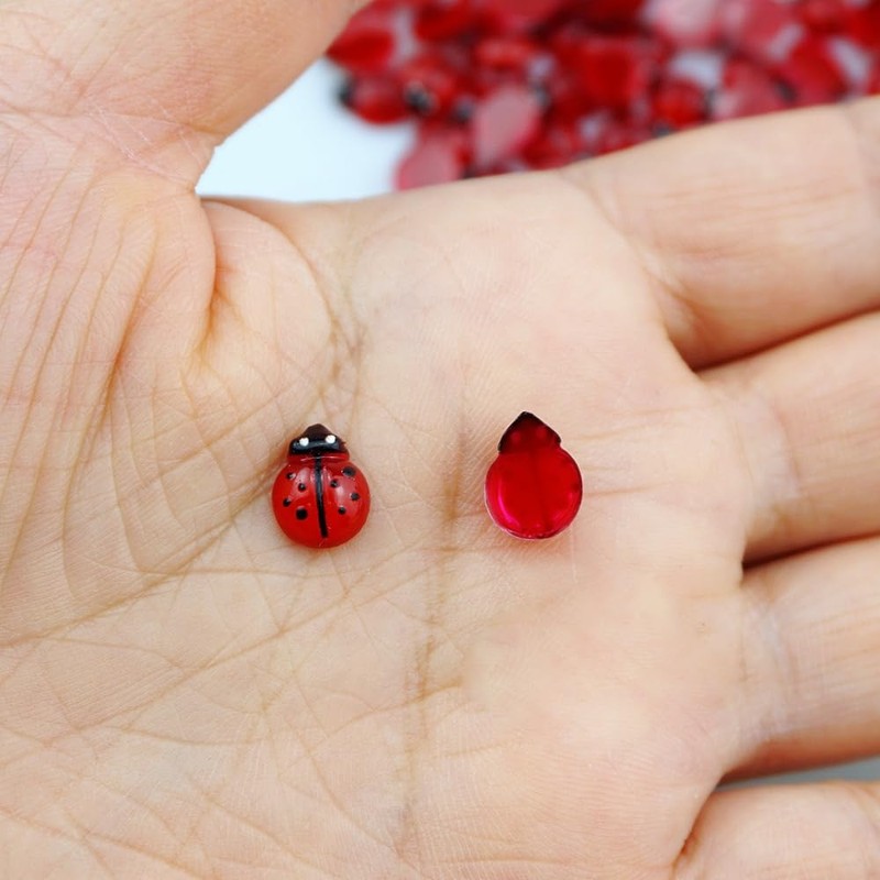 FAZHBARY 150 PCS Resin Ladybugs Flat Back Tiny Ladybugs Ornaments