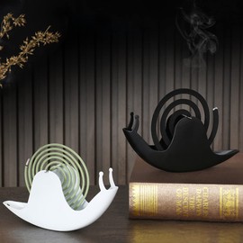 Pack of 2 snail mosquito spiral (black and white) holder, creative mosquito coil holder, mosquito coil holder, works against mosquitoes, insects, incense holder