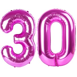 40 Inch Large 30 Balloon Numbers Rose Purple Big Foil Number Balloons Giant Helium Happy Birthday Party Decorations for Man and Women, Huge Mylar Anniversary Party Supplies