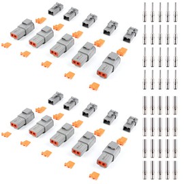 JRready ST6285 Deutsch DTP Connector Kit Waterproof Connectors 10 sets 2 Pin Connector KIT with 20 Pairs 16-12 AWG (1.0-3.0mm²) Solid Contacts Male and Female Closed Barred Terminal Kit