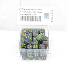Rio Festive Dice with Yellow Pips 12mm (1/2in) D6 Pack of 50 Wondertrail