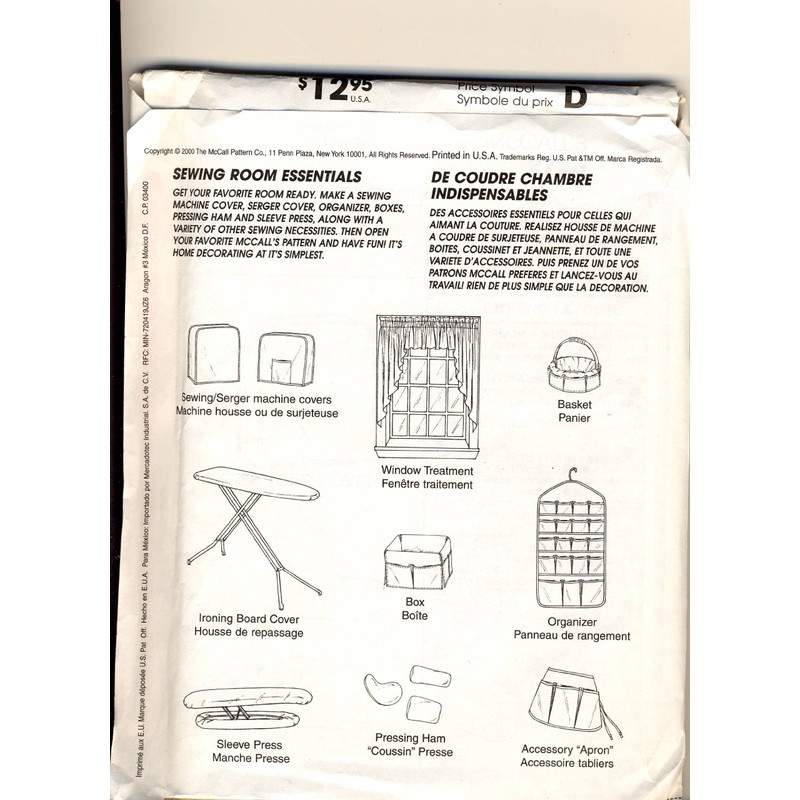 McCall's 2723 Home Decorating: Sewing Room Essentials