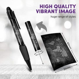 Destination Vinyl ltd Beautiful and comfortable Set of 2 Matching Pens BW - World Map Earth Travel Fun #39592